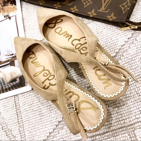 Sam Edelman Ludlow Kitten Heel Oatmeal Suede 5.5 - Picture 2 of 8